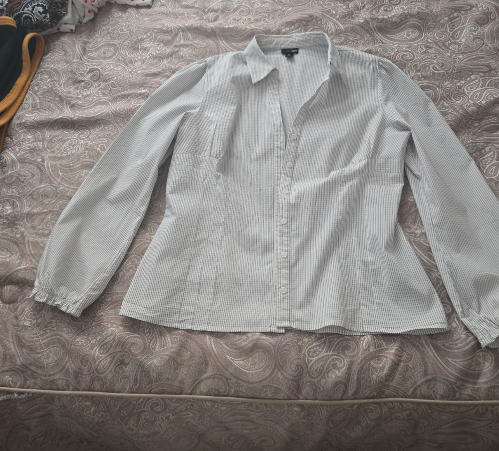 East 5th White Striped Blouse